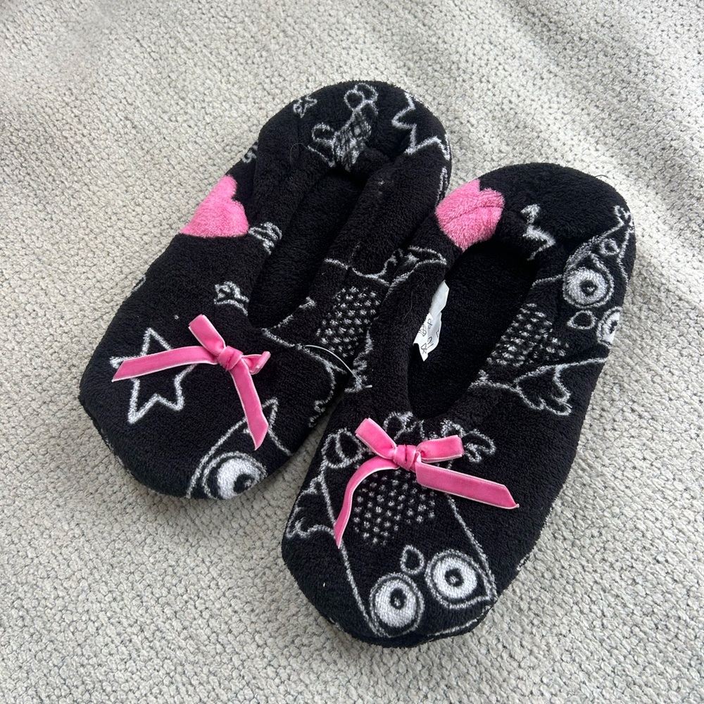 Charming Black and Pink Owl Slippers❤️L - Picture 7 of 7